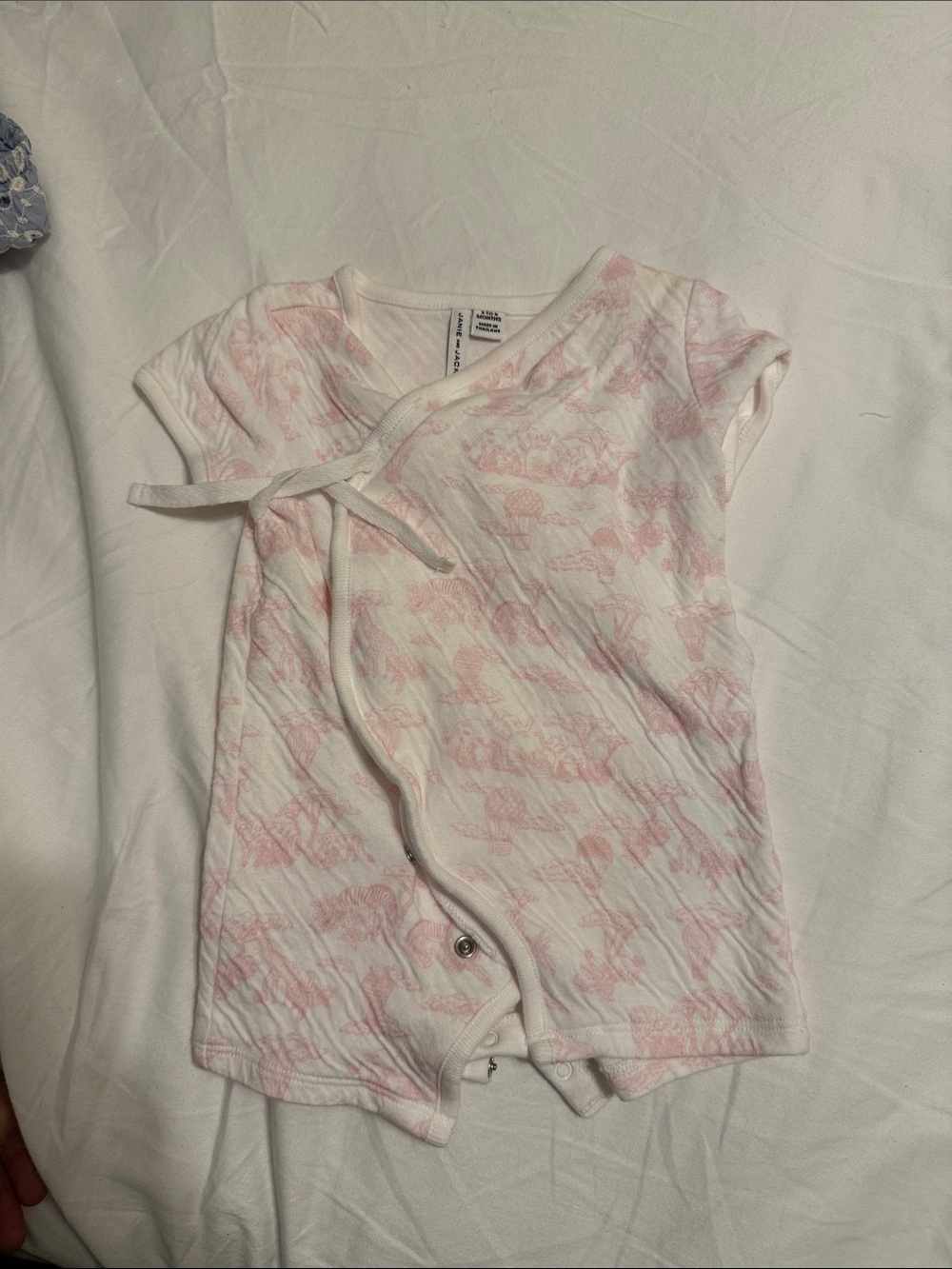 Janie and Jack White & Light Pink Floral Wrap Romper